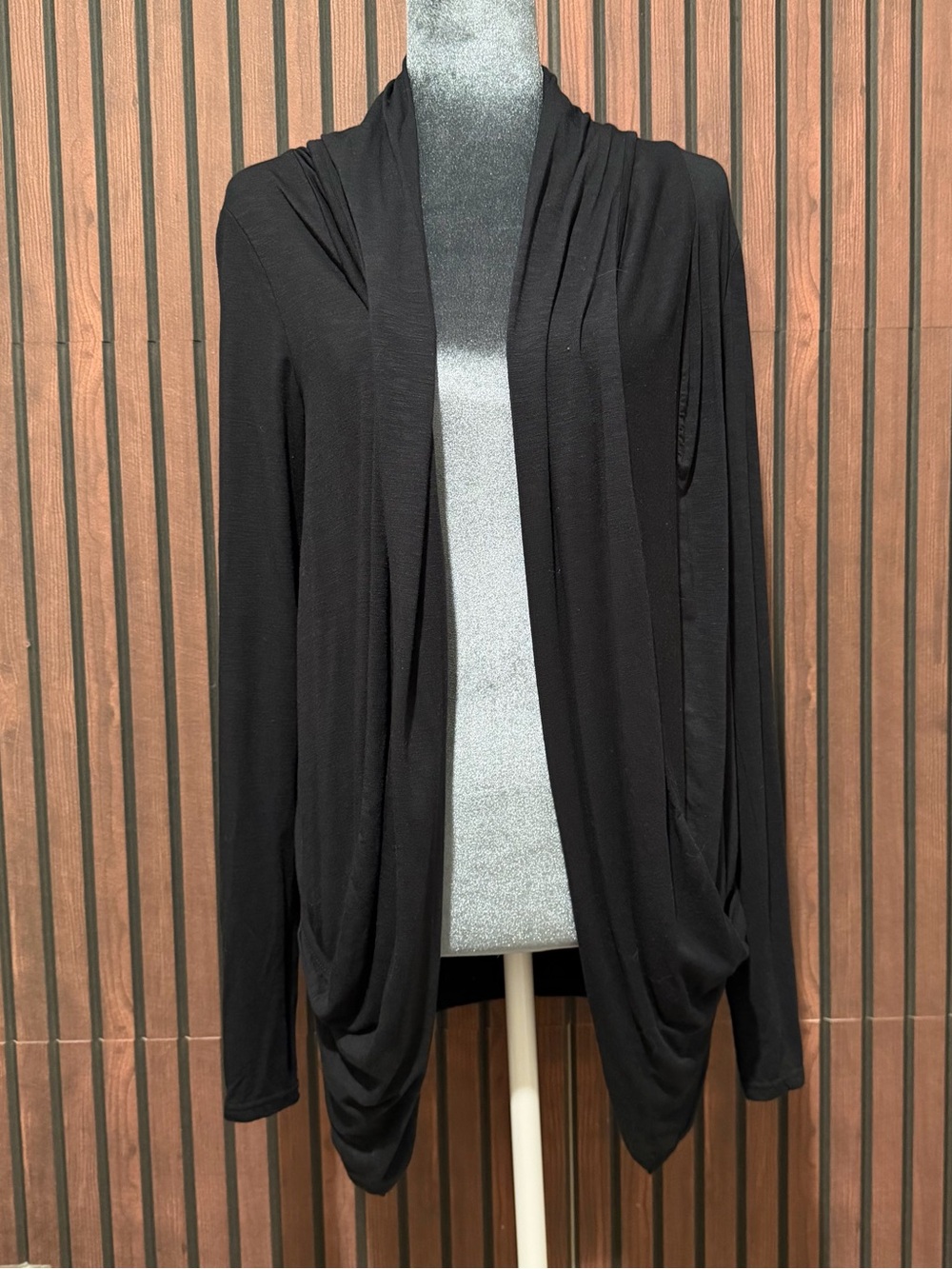 MIX by 41 Hawthorn Martina Black Slub Knit Open Front Cardigan M